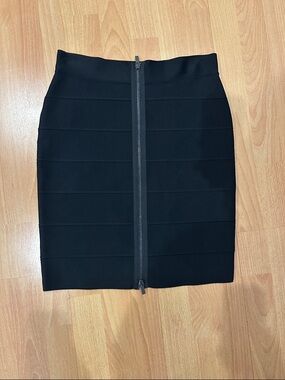 BCBG Black Bandage Pencil Skirt with Front Zipper